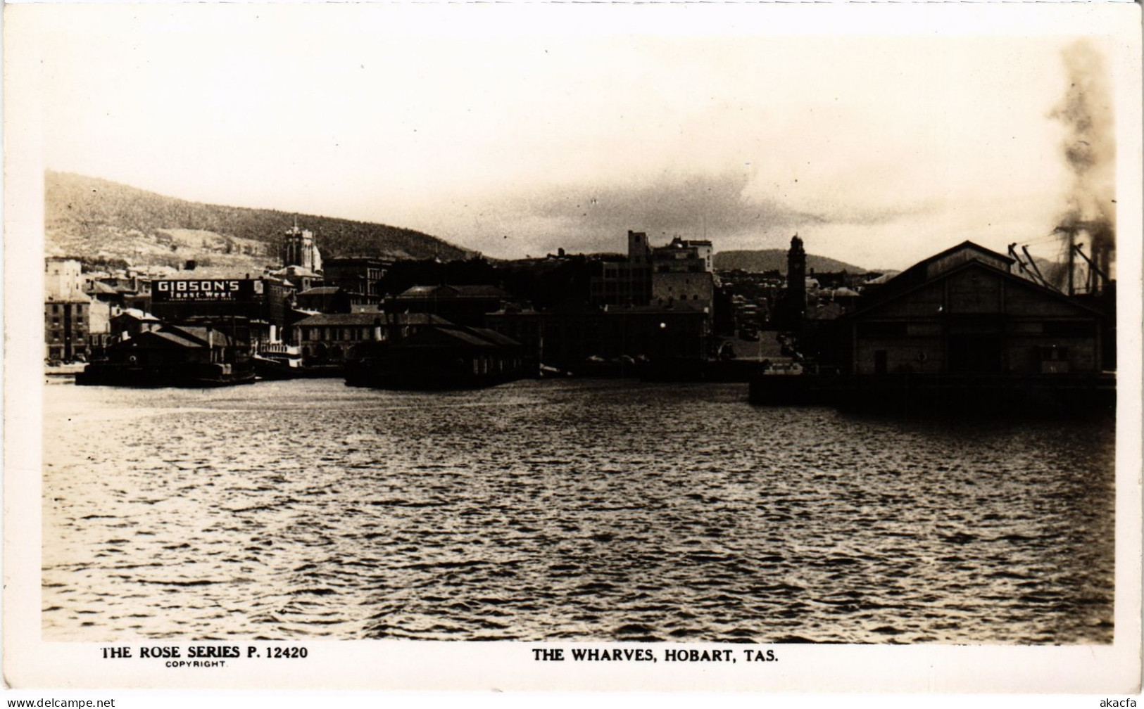PC AUSTRALIA THE WHARVES, HOBART, TAS. REAL PHOTO POSTCARD (a78435)