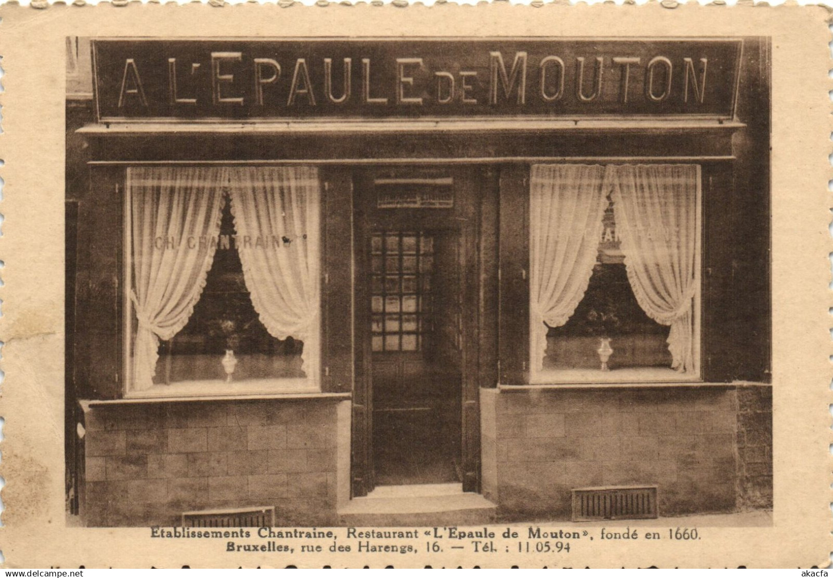 PC BELGIUM BRUXELLES ETABL. CHANTRAINE RESTAURANT L'EPAULE DE MOUTON (a51204)