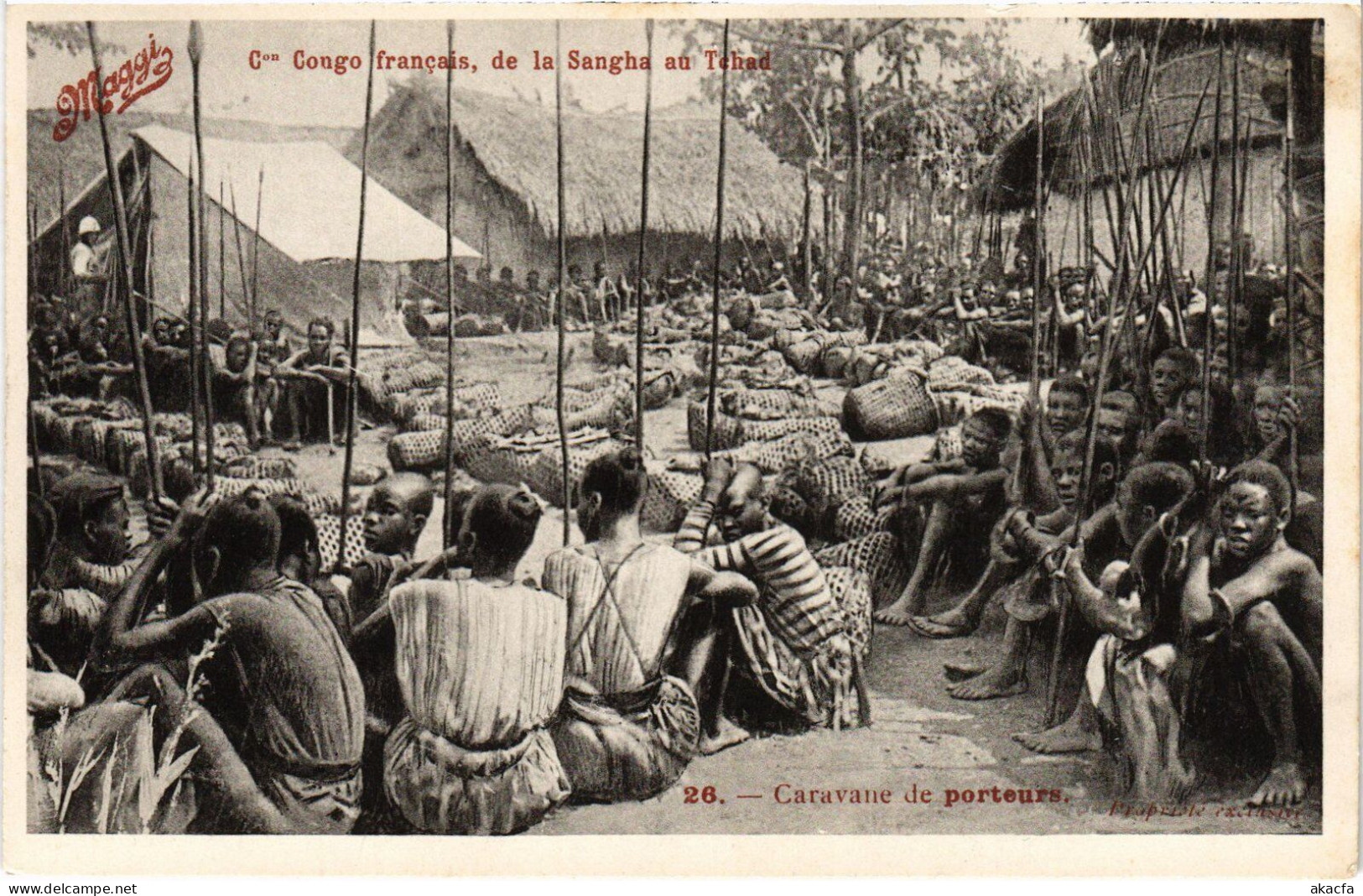 PC CHAD TCHAD CARAVANE DE PORTEURS ETHNIC TYPES (a53720)