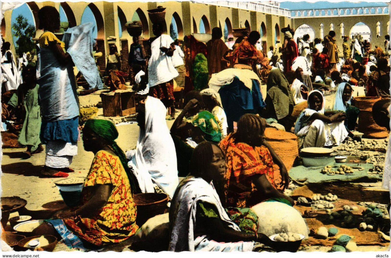 PC CHAD TCHAD FORT LAMY LE MARCHÉ ETHNIC TYPES (a53718)