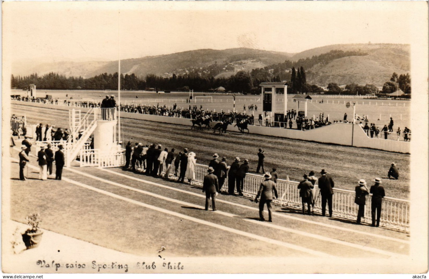 PC CHILE, VALPARAISO, SPORTING CLUB CHILE, Vintage REAL PHOTO Postcard (b65699)