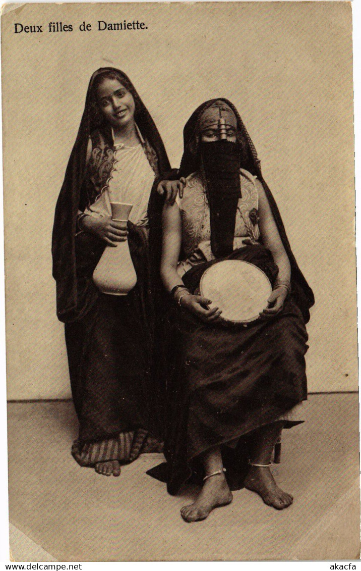 PC DEUX FILLES DE DAMIETTE ETHNIC TYPES EGYPT (a28958)