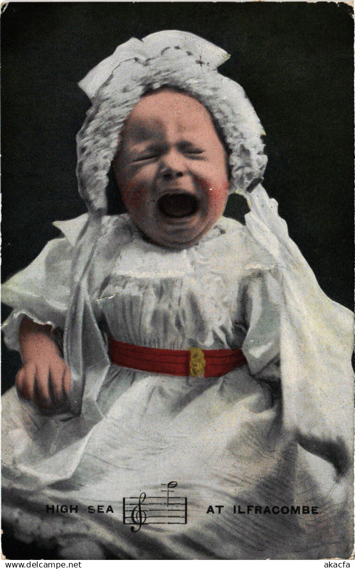 PC DEVON ILFRACOMBE HIGH SEA AT ILFRACOMBE CRYING BABY ENGLAND (u2784)