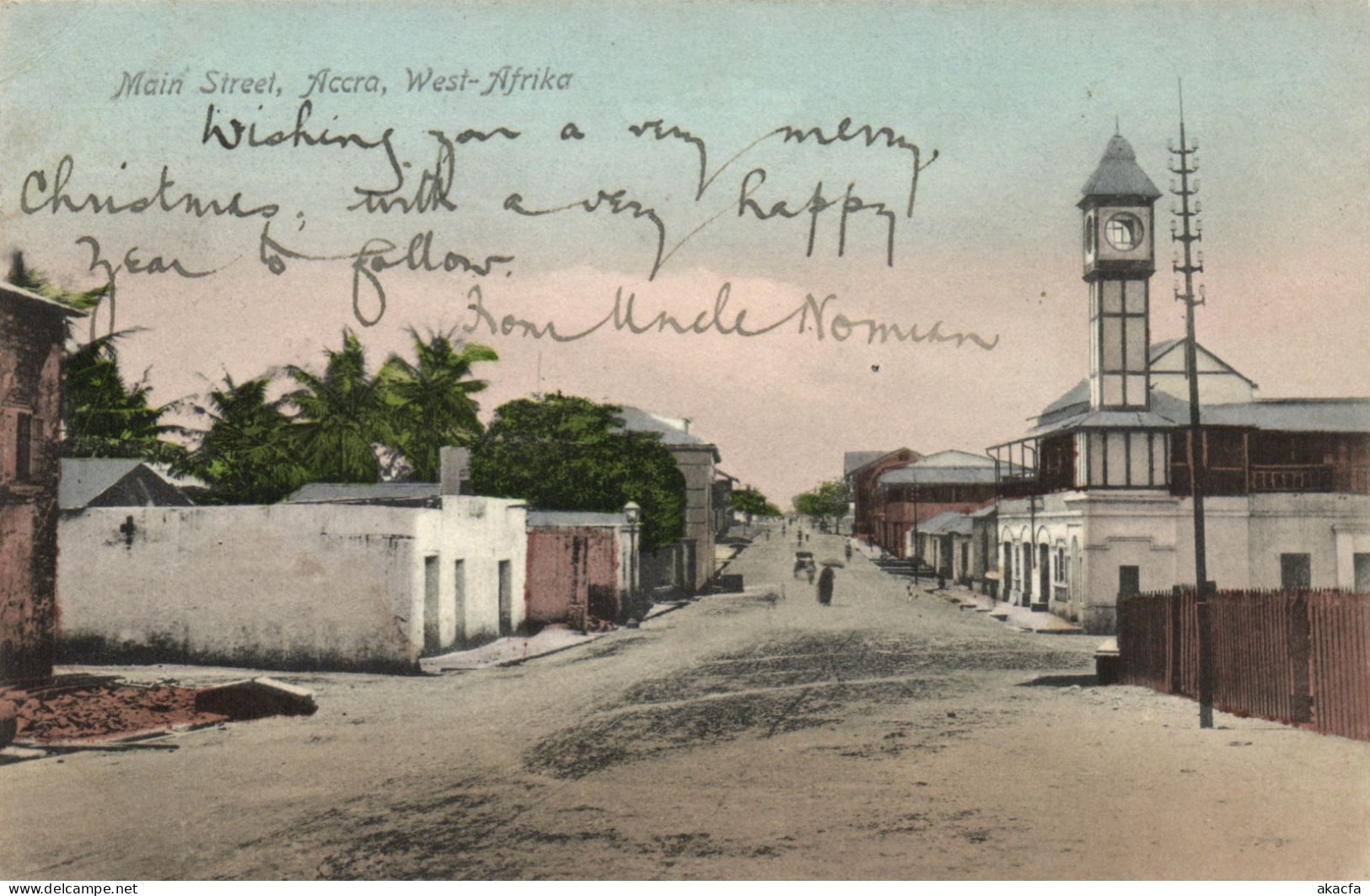 PC GHANA GOLD COAST ACCRA MAIN STREET VINTAGE POSTCARD (b69257)
