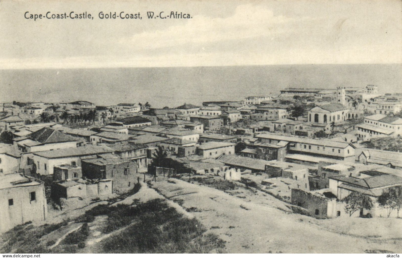 PC GHANA GOLD COAST CAPE COAST CASTLE GENERAL VIEW VINTAGE PC (b69249)