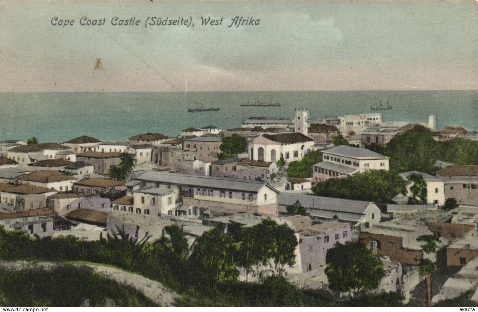 PC GHANA GOLD COAST CAPE COAST CASTLE SOUTH VIEW VINTAGE PC (b69248)