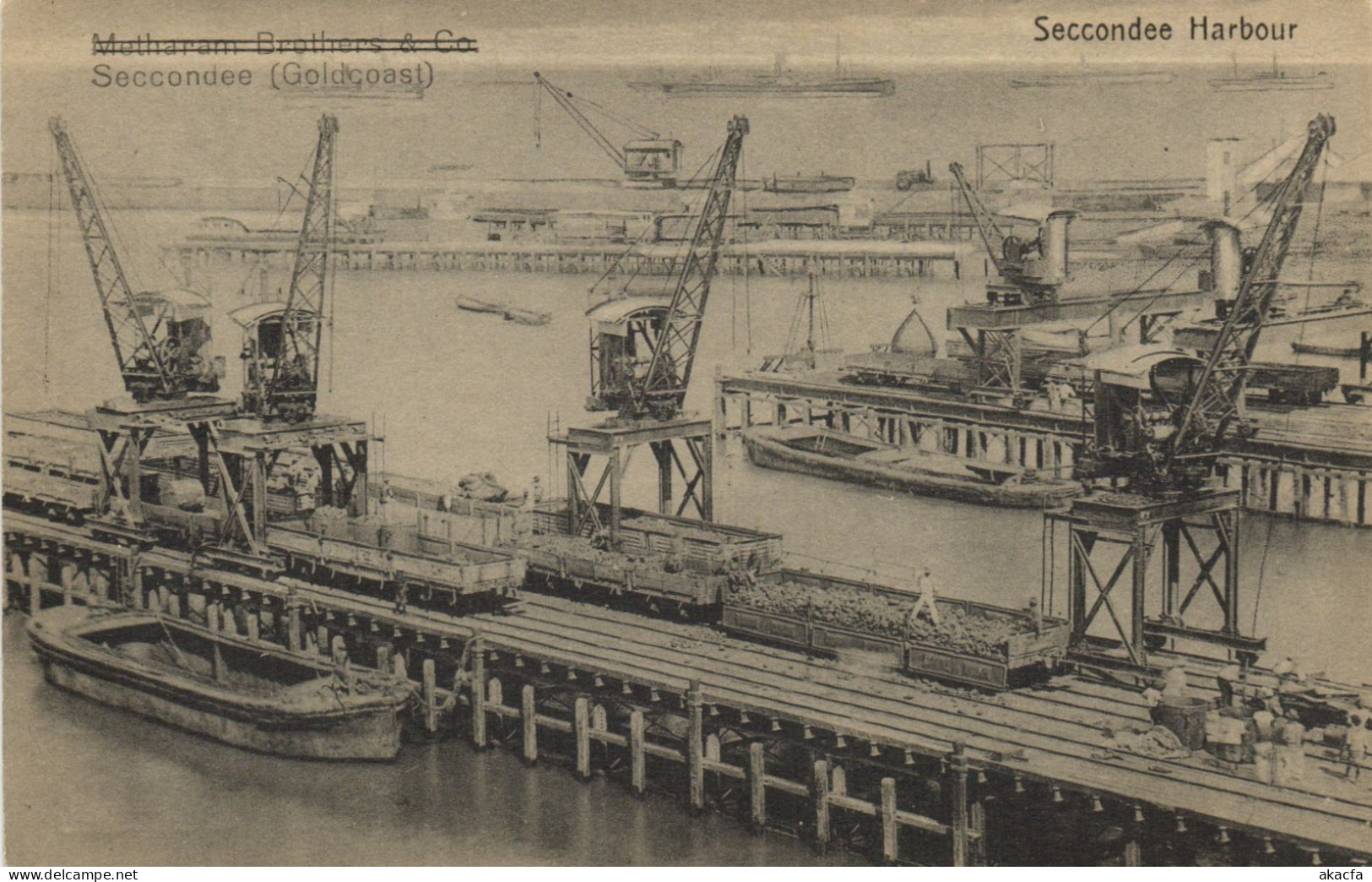 PC GHANA GOLD COAST SEKONDI SECCONDEE HARBOUR VINTAGE POSTCARD (b69274)
