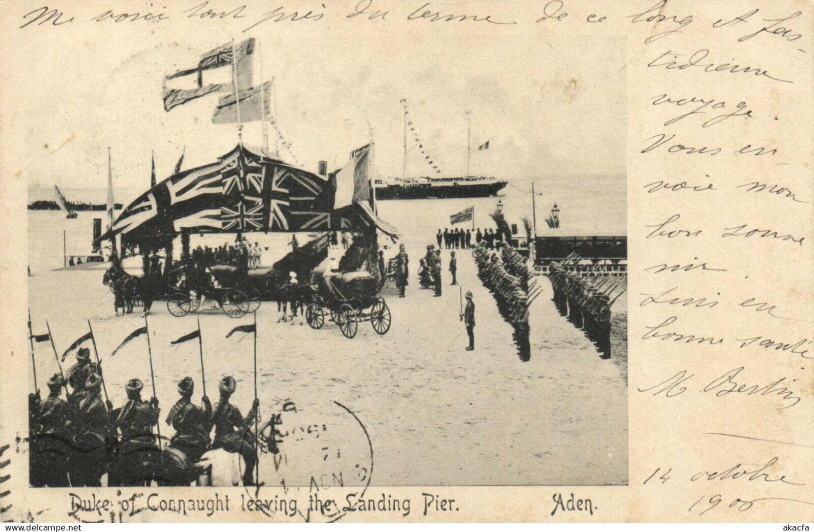 PC JEMEN, DUKE OF CONNAUGHT LEAVING THE LANDING PIER, (b16698)