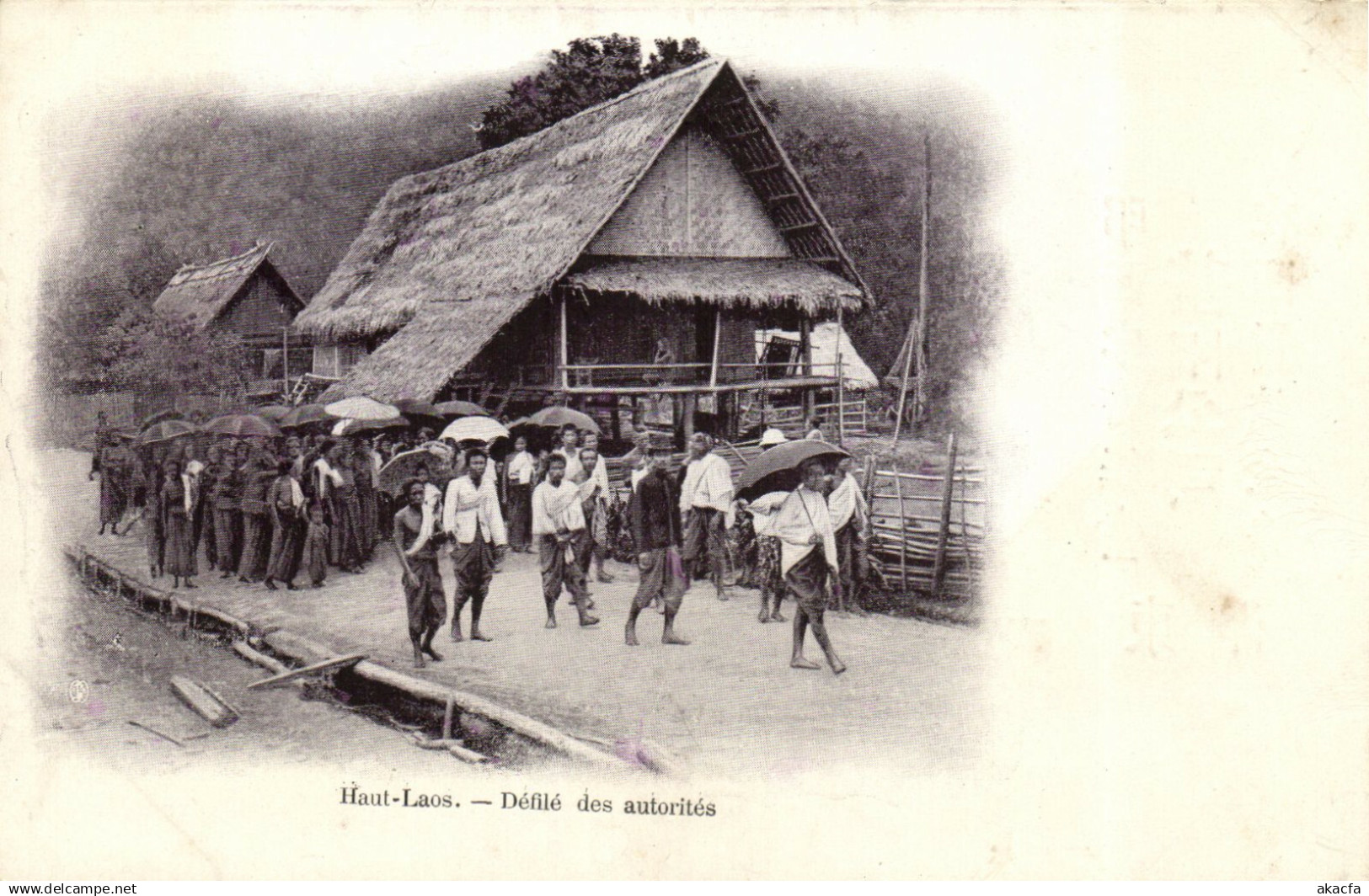 PC LAOS INDOCHINA HAUT LAOS DÉFILÉ DES AUTORITÉS (b23463)