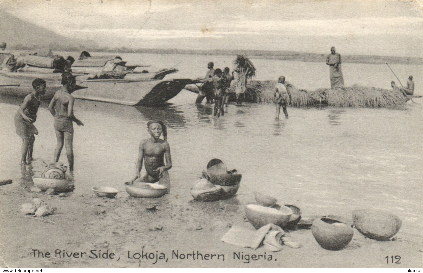PC NIGERIA LOKOJA THE RIVERSIDE NORTHERN NIGERIA VINTAGE POSTCARD (b69385)