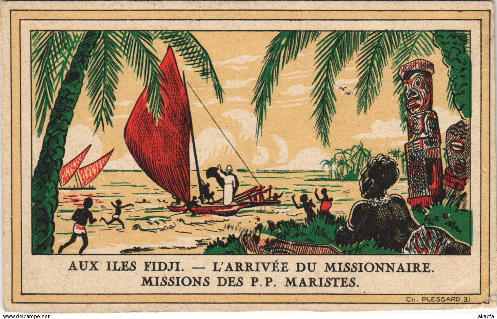 PC OCEANIA, AUX ILES FIDJI, Vintage Postcard (b44299)