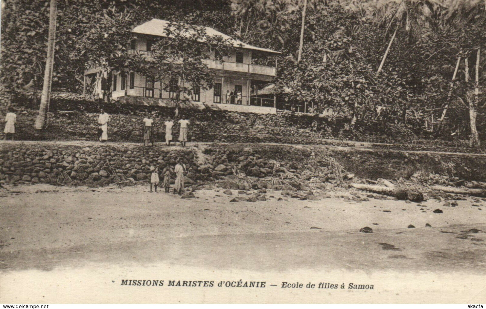 PC SAMOA, PACIFIC, ECOLE DE FILLES Á SAMOA, Vintage Postcard (b19455)