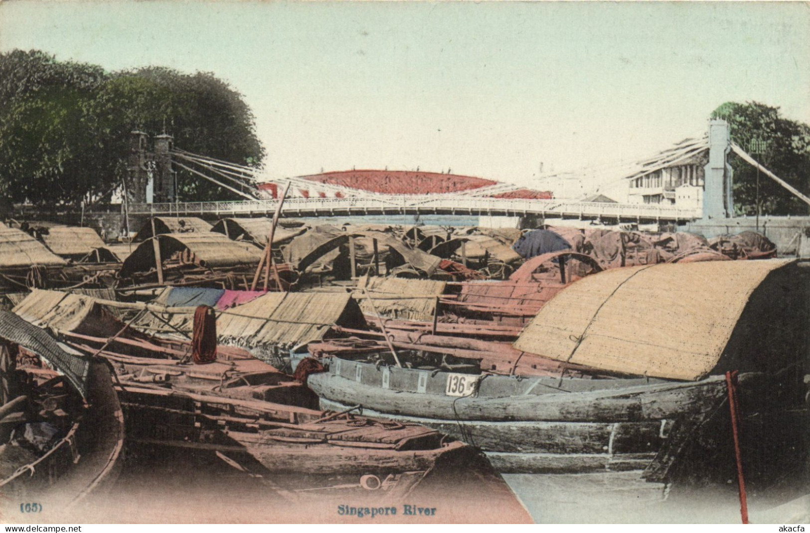 PC SINGAPORE SINGAPORE RIVER VINTAGE POSTCARD (b63318)