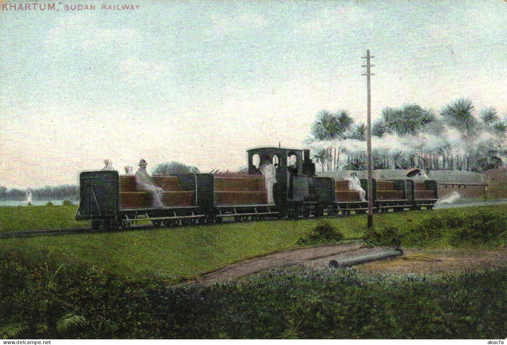 PC SUDAN KHARTOUM KHARTUM SUDAN RAILWAY LOCOMOTIVE VINTAGE POSTCARD (b63112)