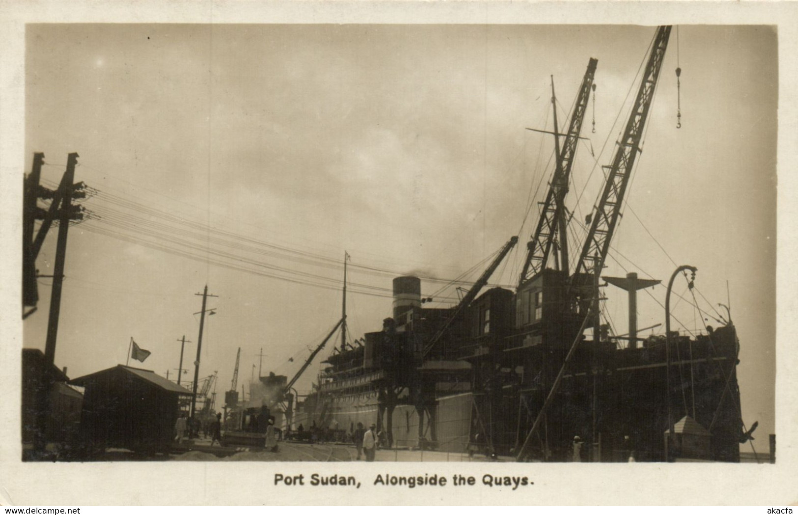 PC SUDAN PORT SUDAN ALONGSIDE THE QUAYS REAL PHOTO POSTCARD (b63046)