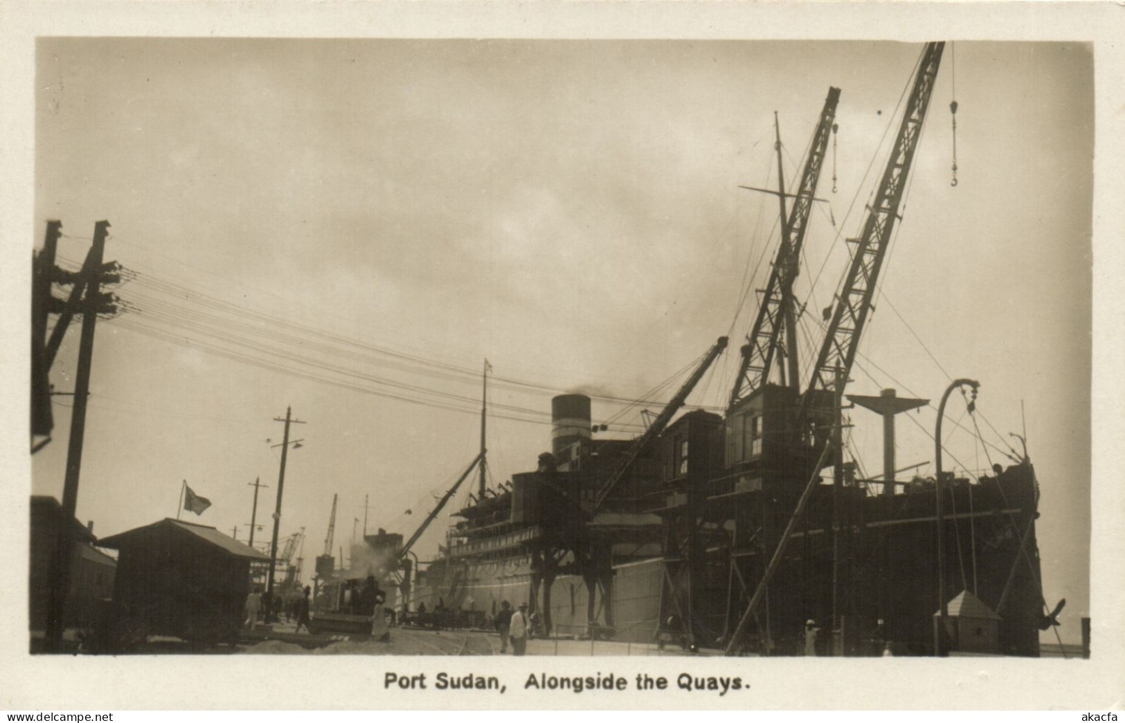 PC SUDAN PORT SUDAN ALONGSIDE THE QUAYS REAL PHOTO POSTCARD (b63053)