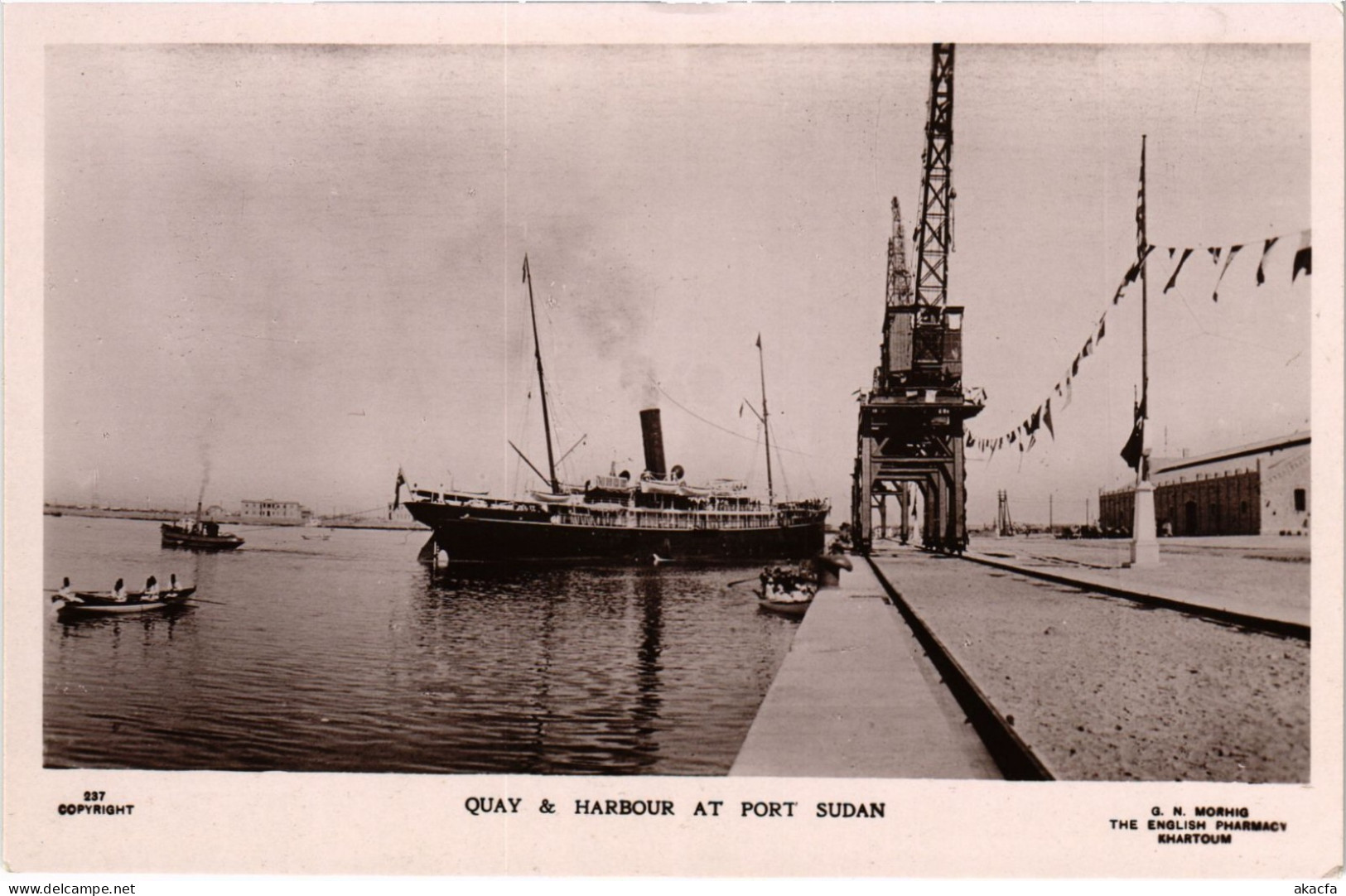 PC SUDAN PORT SUDAN QUAY AND HARBOUR REAL PHOTO POSTCARD (b69573)