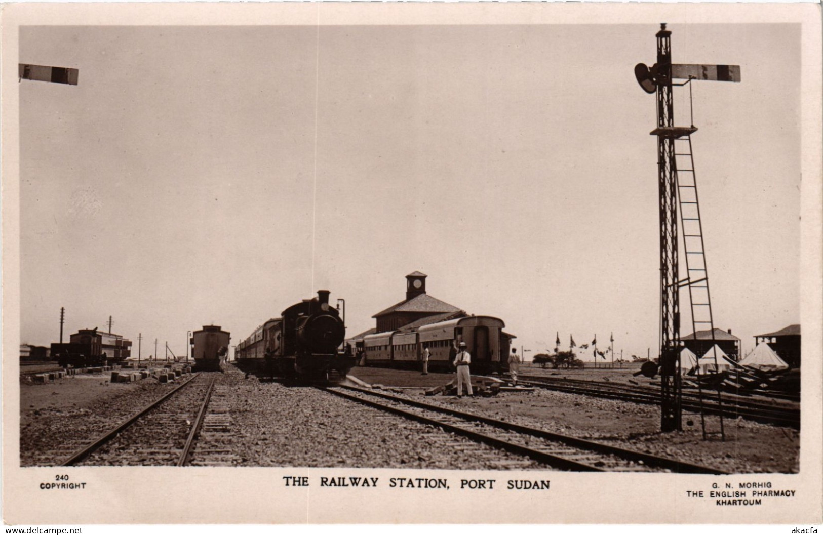 PC SUDAN PORT SUDAN RAILWAY STATION REAL PHOTO POSTCARD (b69572)