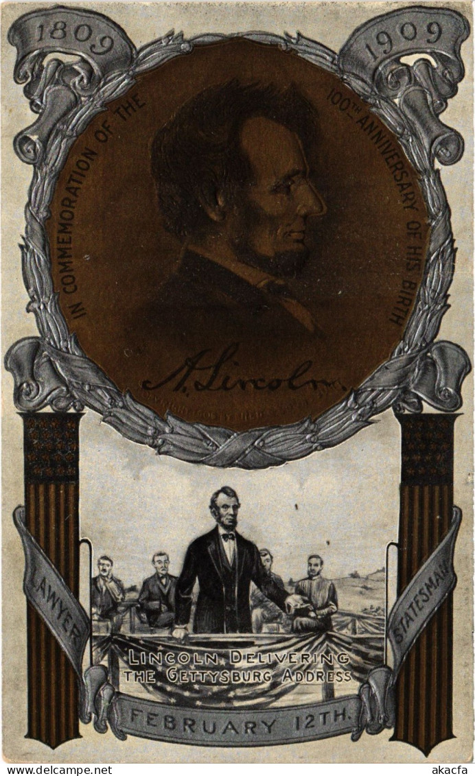 PC US, ABRAHAM LINCOLN, Vintage EMBOSSED Postcard (b62002)