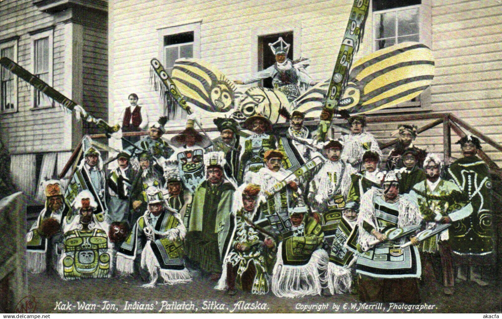 PC US ALASKA KAK WAN TON INDIANS PATLATCH SITKA Vintage Postcard (b24721)