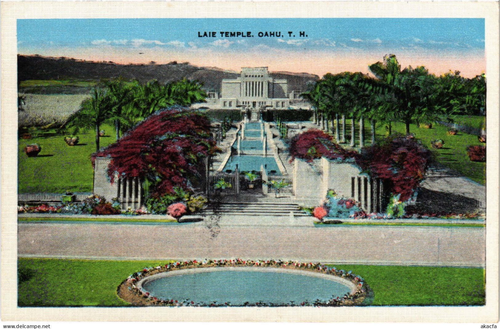 PC US, HAWAII, OAHU, LAIE TEMPLE, Vintage Postcard (b62015)