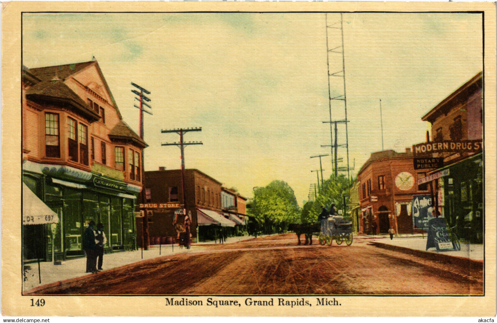 PC US, MI, GRAND RAPIDS, MADISON SQUARE, Vintage Postcard (b49511)