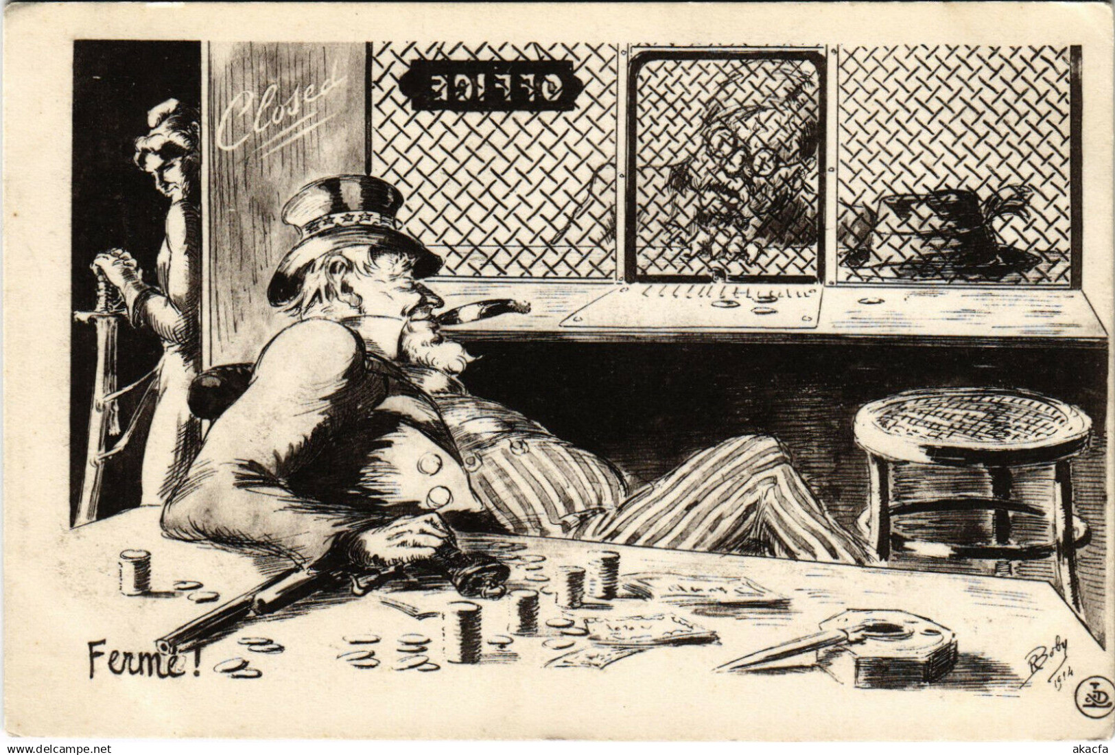 PC US, POLITICS / PROPAGANDA, OFFICE CLOSED CARICATURE, (b16332)