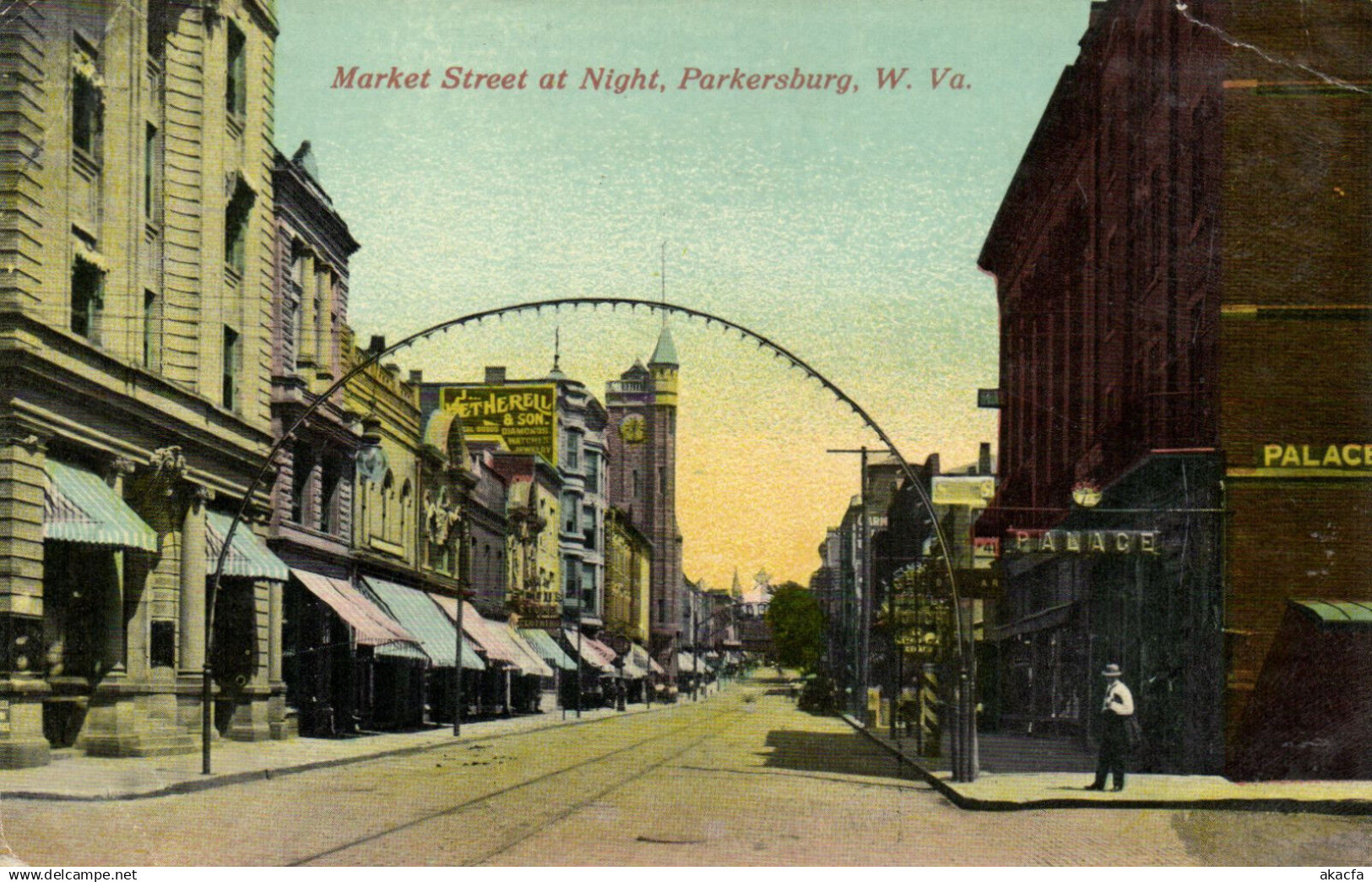 PC US, WV, PARKERSBURG, MARKET STREET 1912, VINTAGE POSTCARD (b8207)