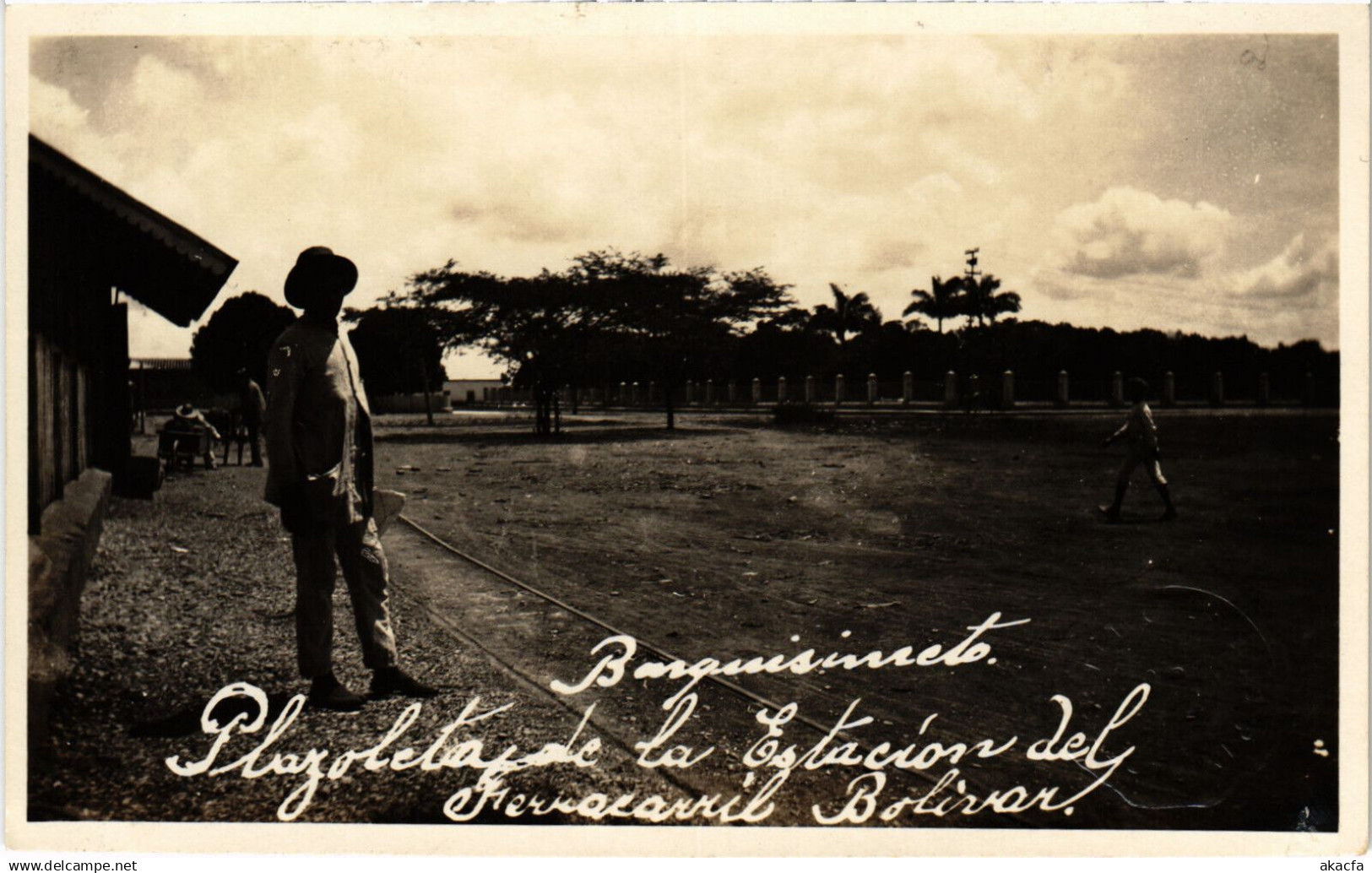 PC VENEZUELA, ESTACION FERROCARRIL BOLIVAR, Vintage REAL PHOTO Postcard (b45603)