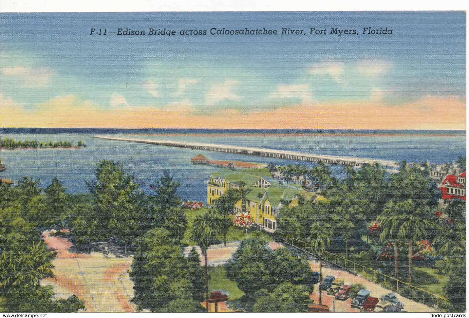 PC11154 Edison Bridge across Caloosahatchee River. Fort Myers. Florida. M. E. Ru