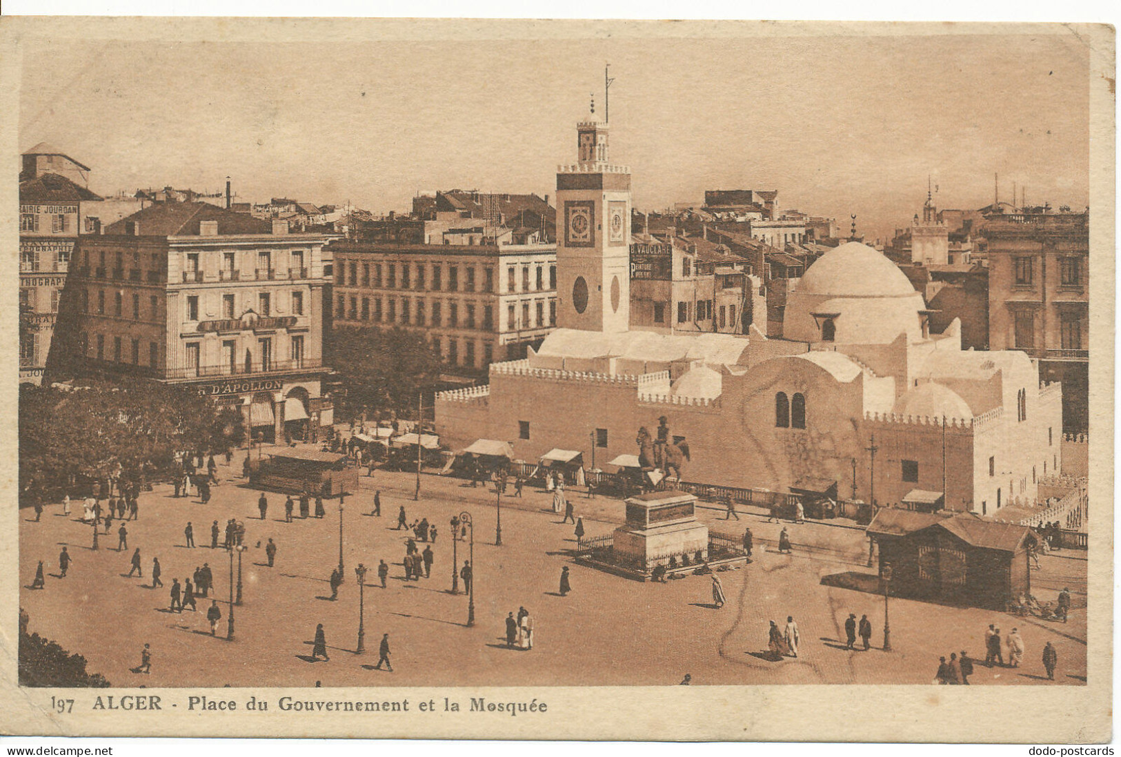 PC18481 Alger. Place du Gouvernement et la Mosquee. Edit. Basset Alger. 1943