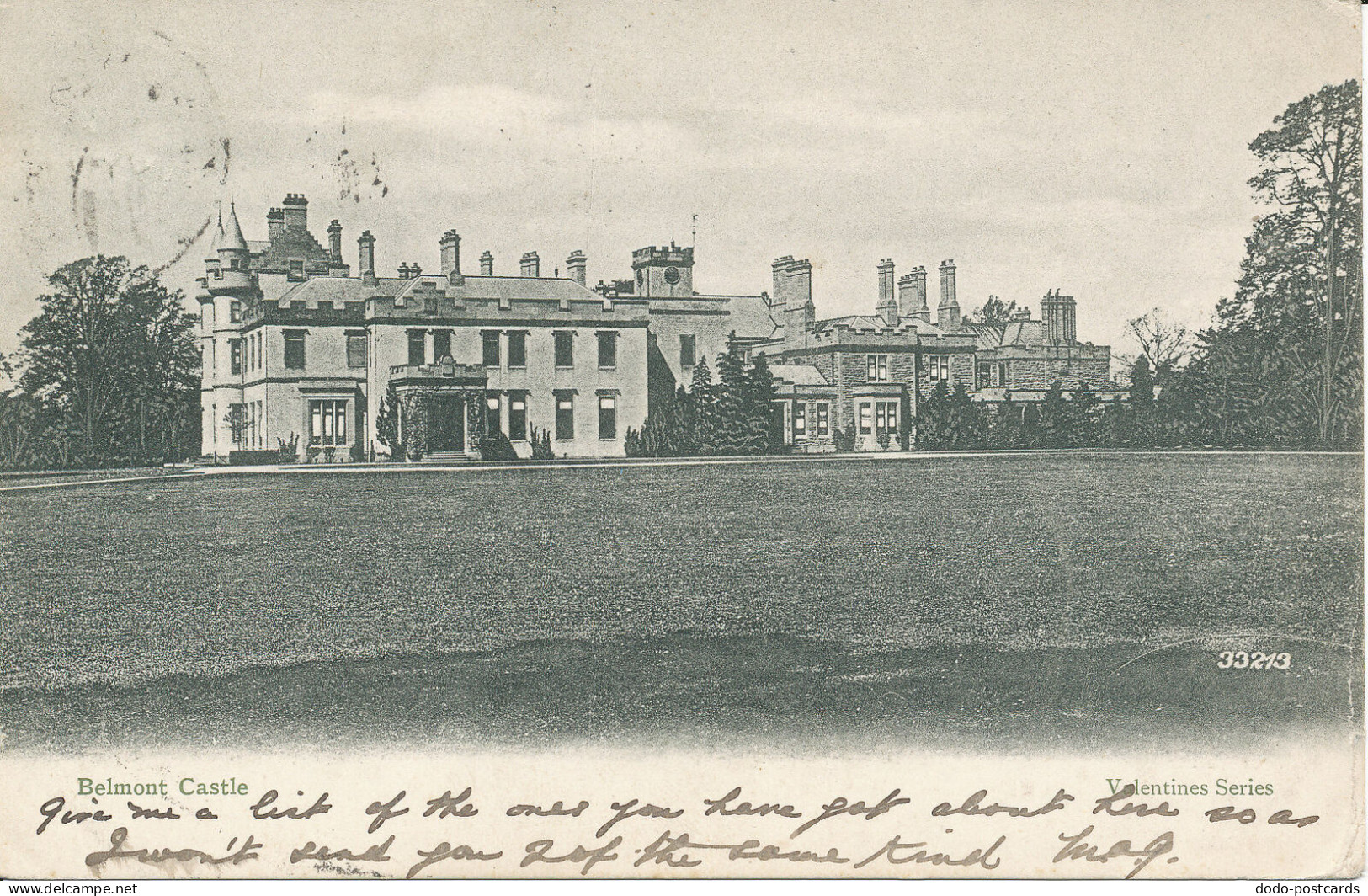 PC20207 Belmont Castle. Valentine. No 33213. 1904