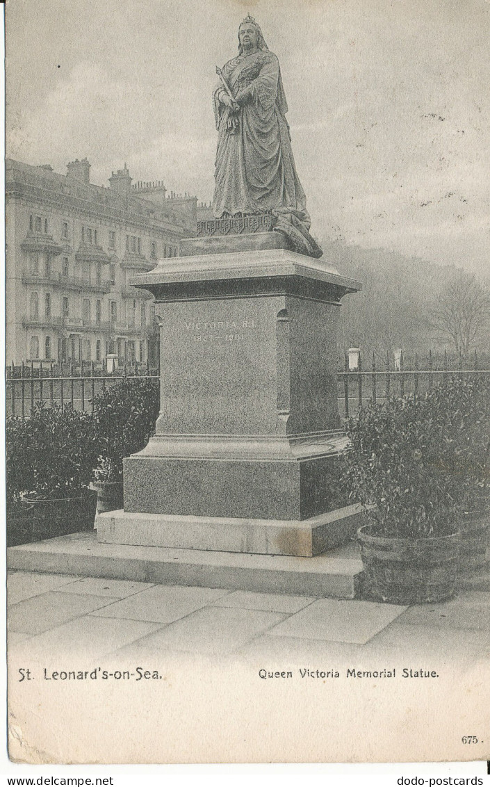 PC30493 St. Leonards on Sea. Queen Victoria Memorial Statue. J. Davis. Victoria.