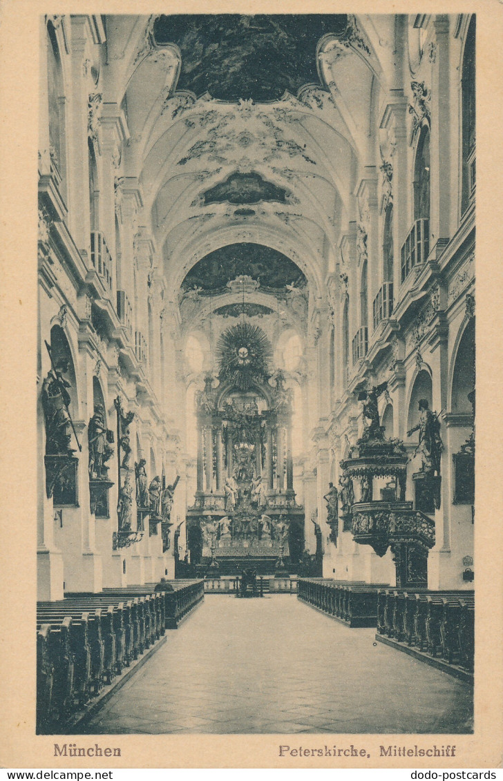 PC46609 Munchen. Peterskirche. Mittelschiff. J. Velten. B. Hopkins