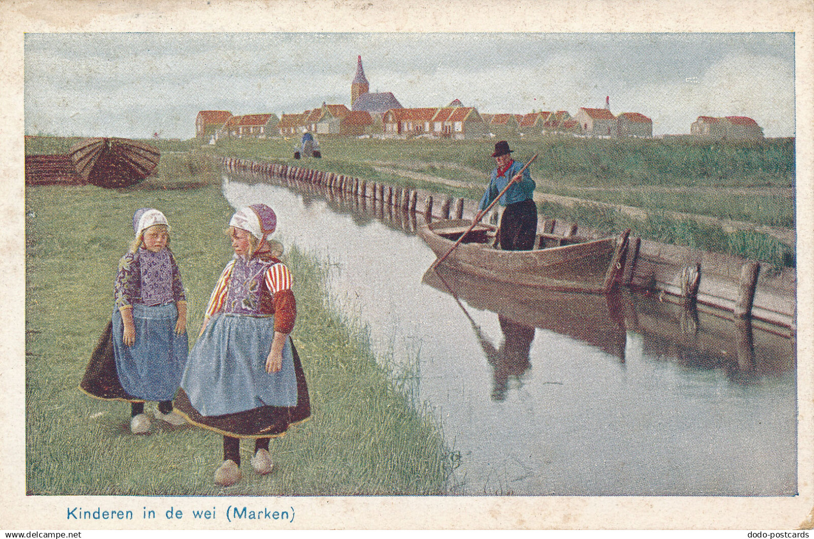 PC53331 Kinderen in de Wei. Marken