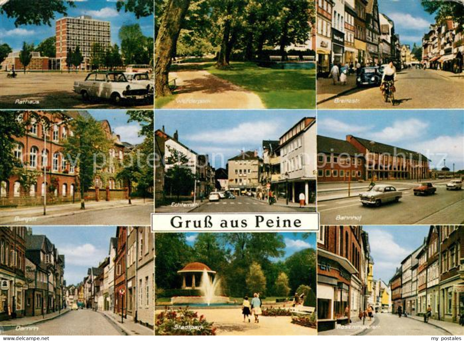 Peine Rathaus Strassenpartie Werderpark Bahnhof Stadtpark