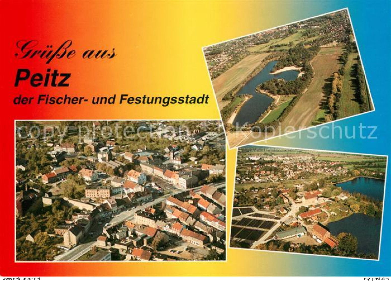 Peitz Fliegeraufnahme Stadtbild Badesee Garkoschke Teichlandschaft