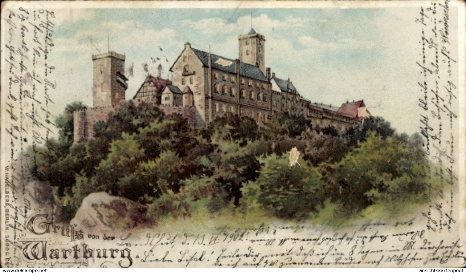 Perl Lithographie Lutherstadt Eisenach in Thüringen, Wartburg