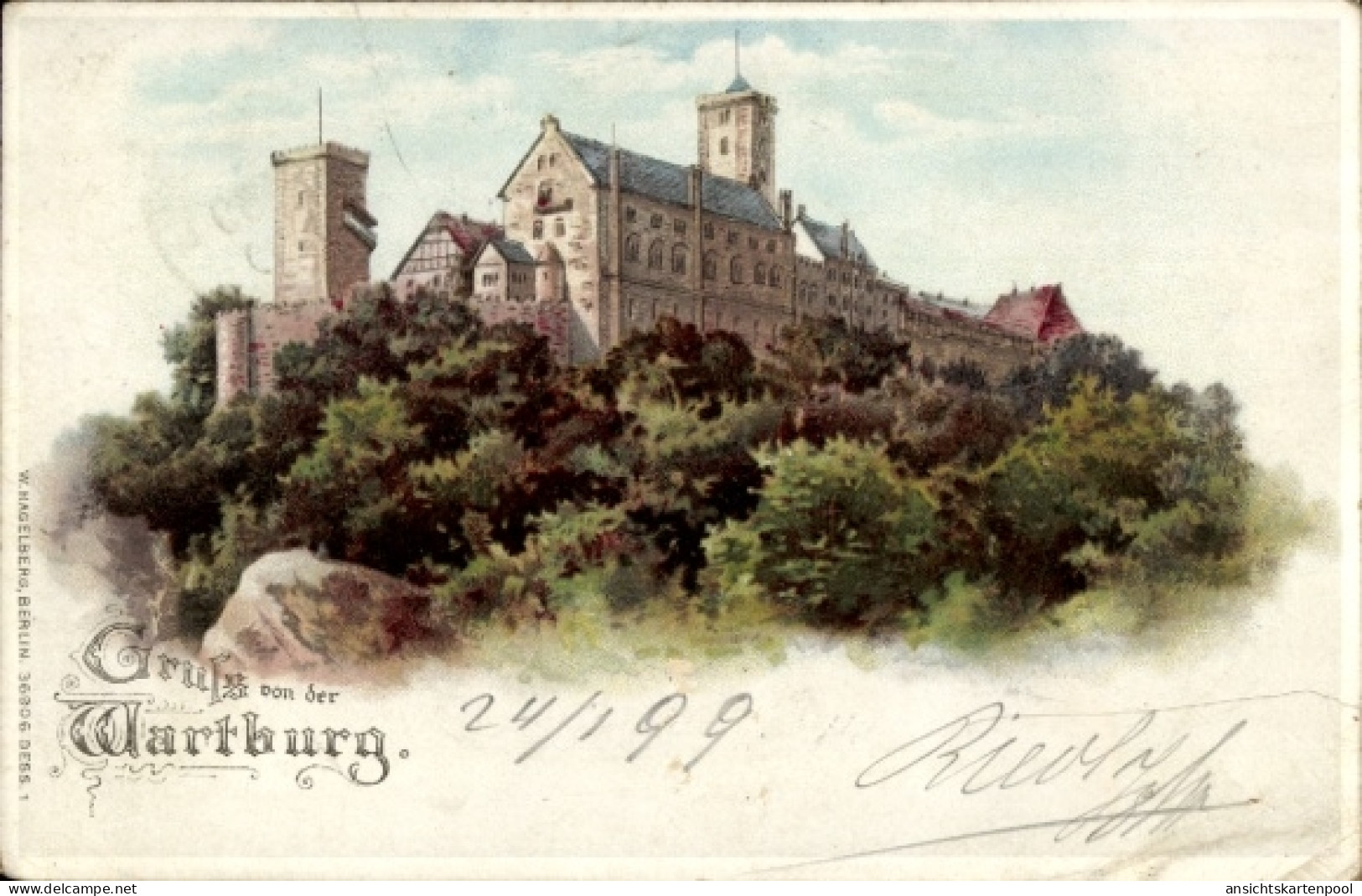 Perl Lithographie Lutherstadt Eisenach in Thüringen, Wartburg