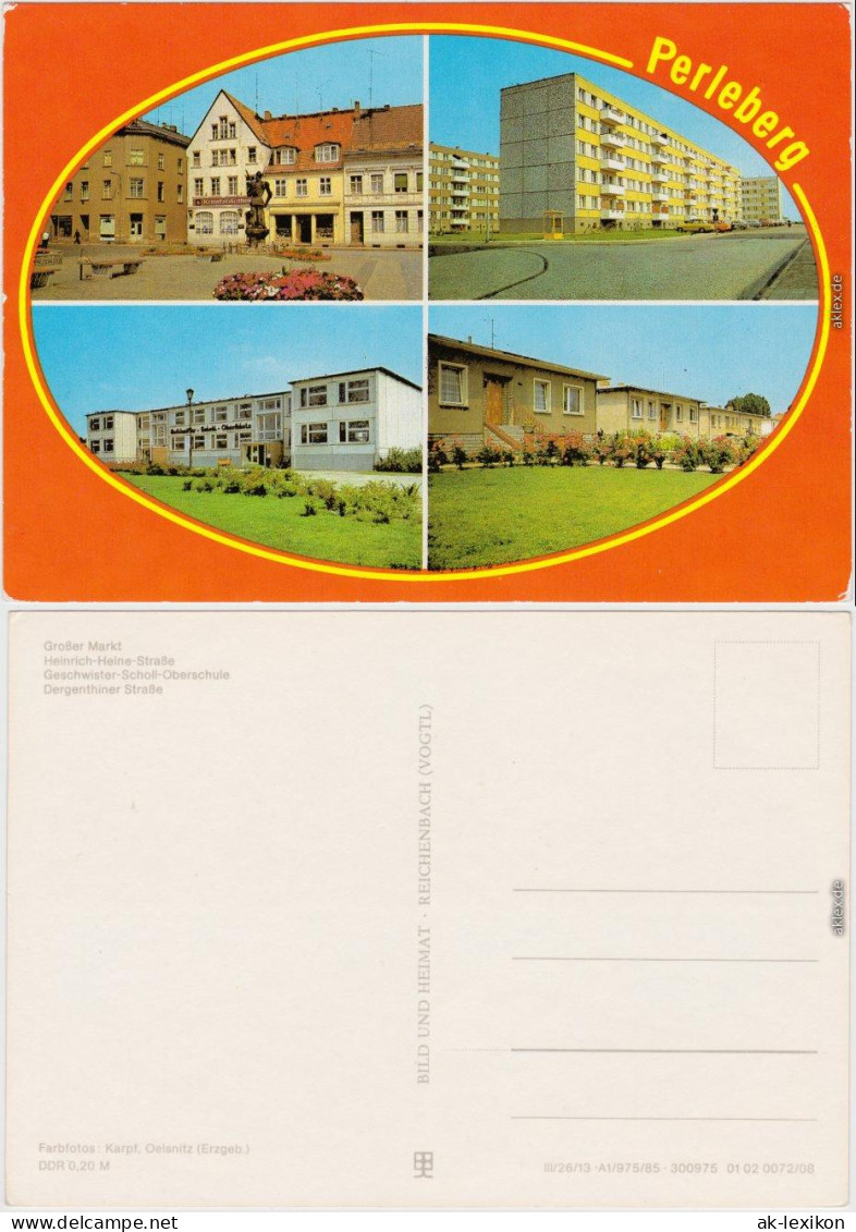 Perleberg   Markt, Heinrich-Heine-Straße,  Oberschule, Dergenthiner Straße 1985