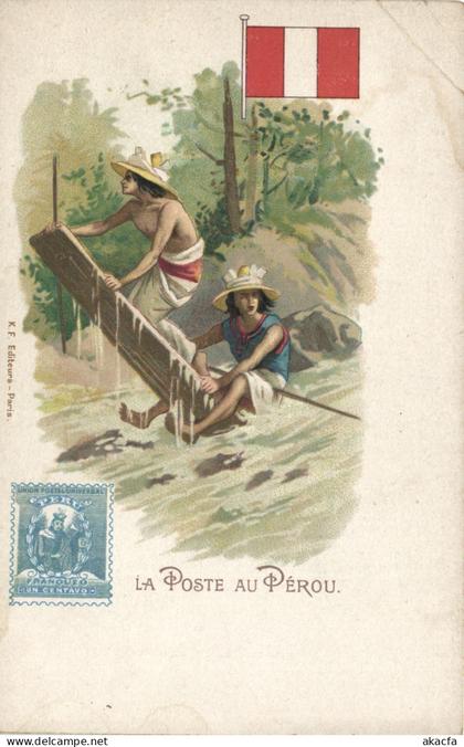 PC PERU THE POST IN PERU VINTAGE POSTCARD (b64728)