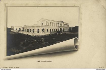 peru, LIMA, Escuela Militar, Military School (1899) RPPC Postcard