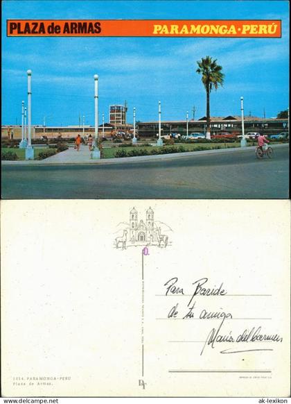 Postcard Paramonga Plaza de Armas PARAMONGA PERU 1970