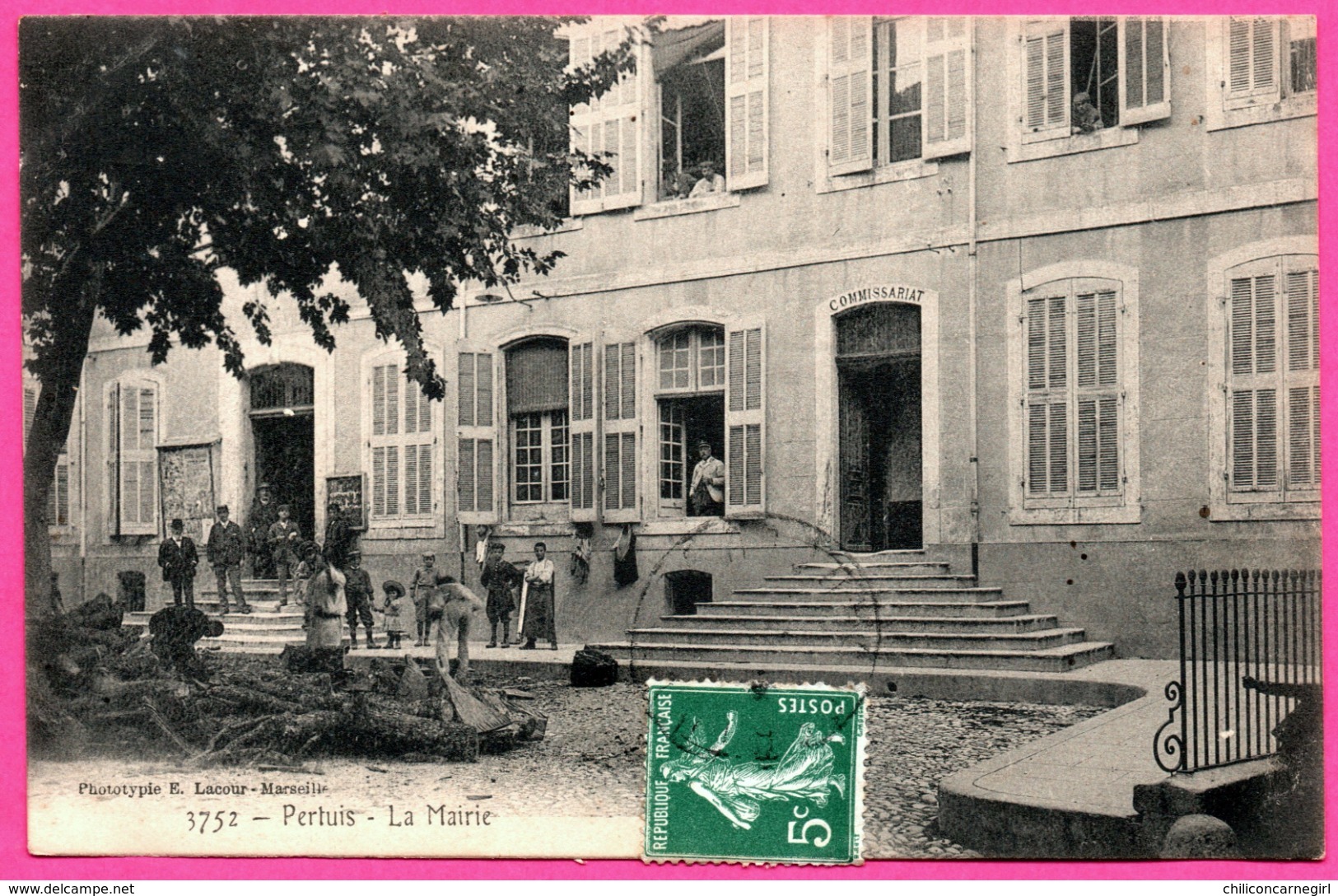 Pertuis - La Mairie - Le Commissariat - Animée - PHOTOTYPIE E. LACOUR - Oblit. OR ---> ORIGINE RURALE