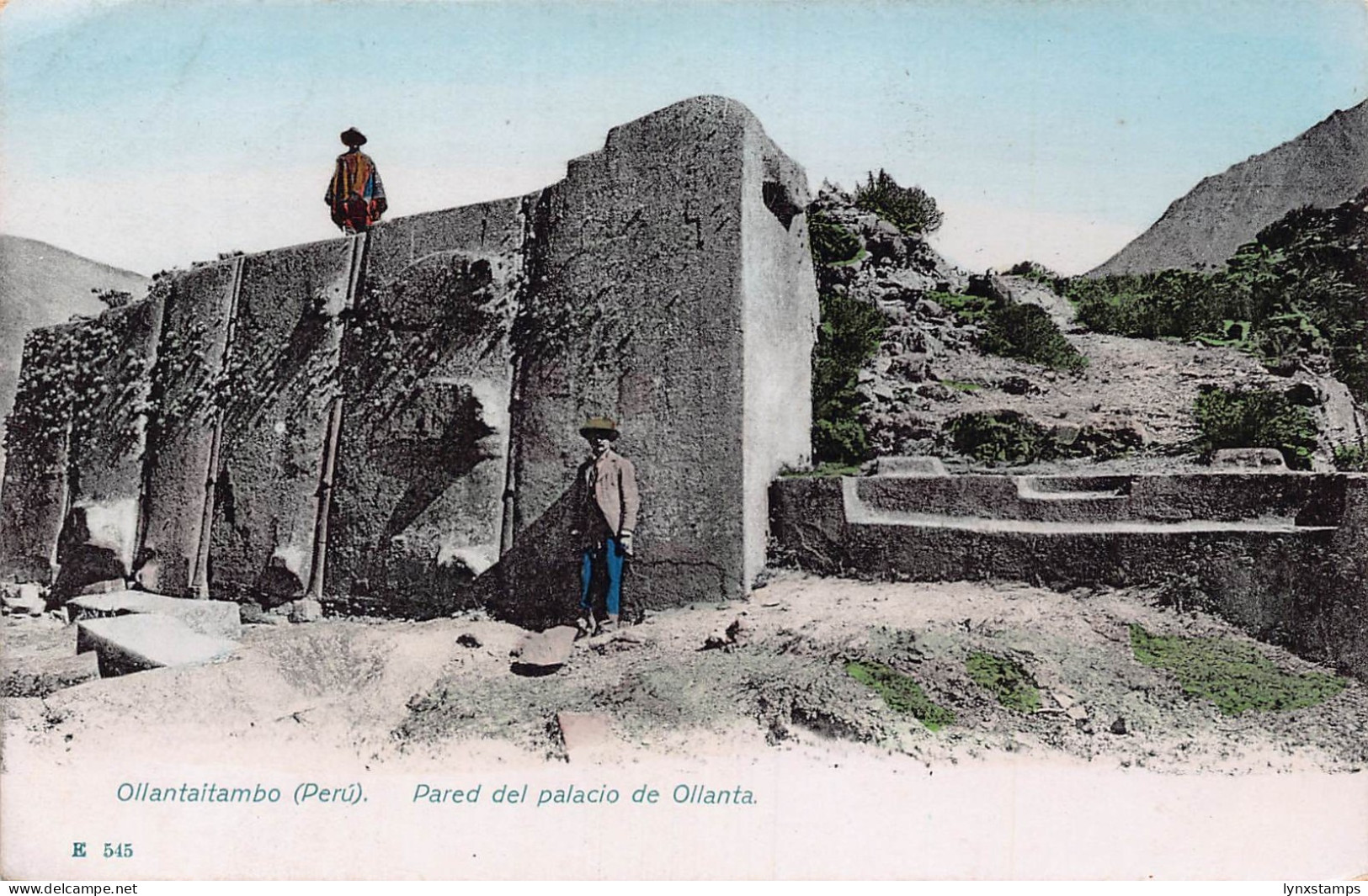 Peru Ollantaitambo Peru Pared de Palacio de Ollanta vintage postcard B948
