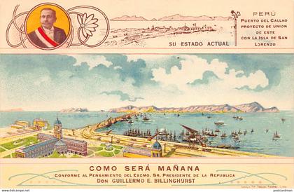 Perú - CALLAO - Proyecto de union del Puerto con la Isla de San Lorenzo - Presidente de la Republica Don Guillermo E. Bi