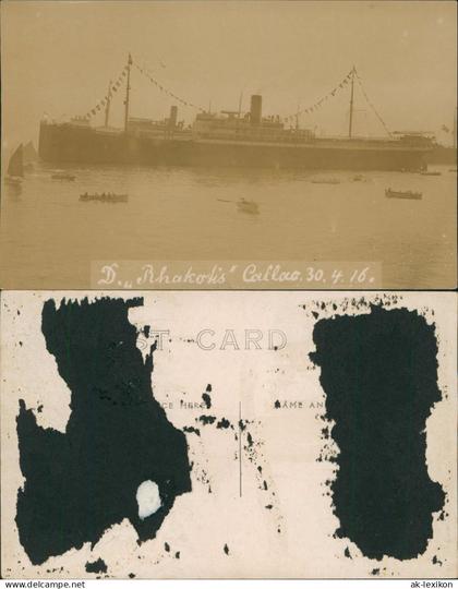 Postcard Callao Peru Dampfer Steamer Rhakotis 1916 Privatfoto