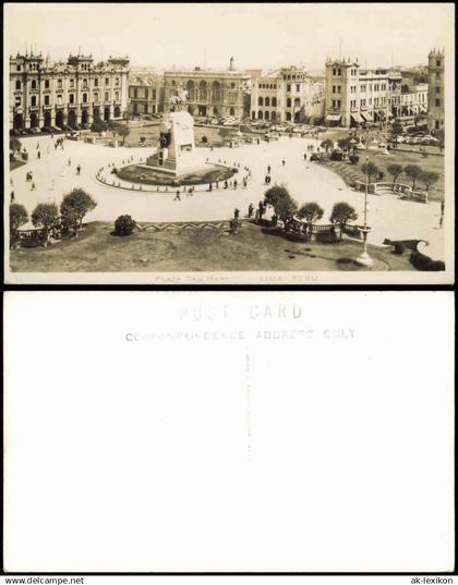 Postcard Lima Plaza San Martin 1924  Peru