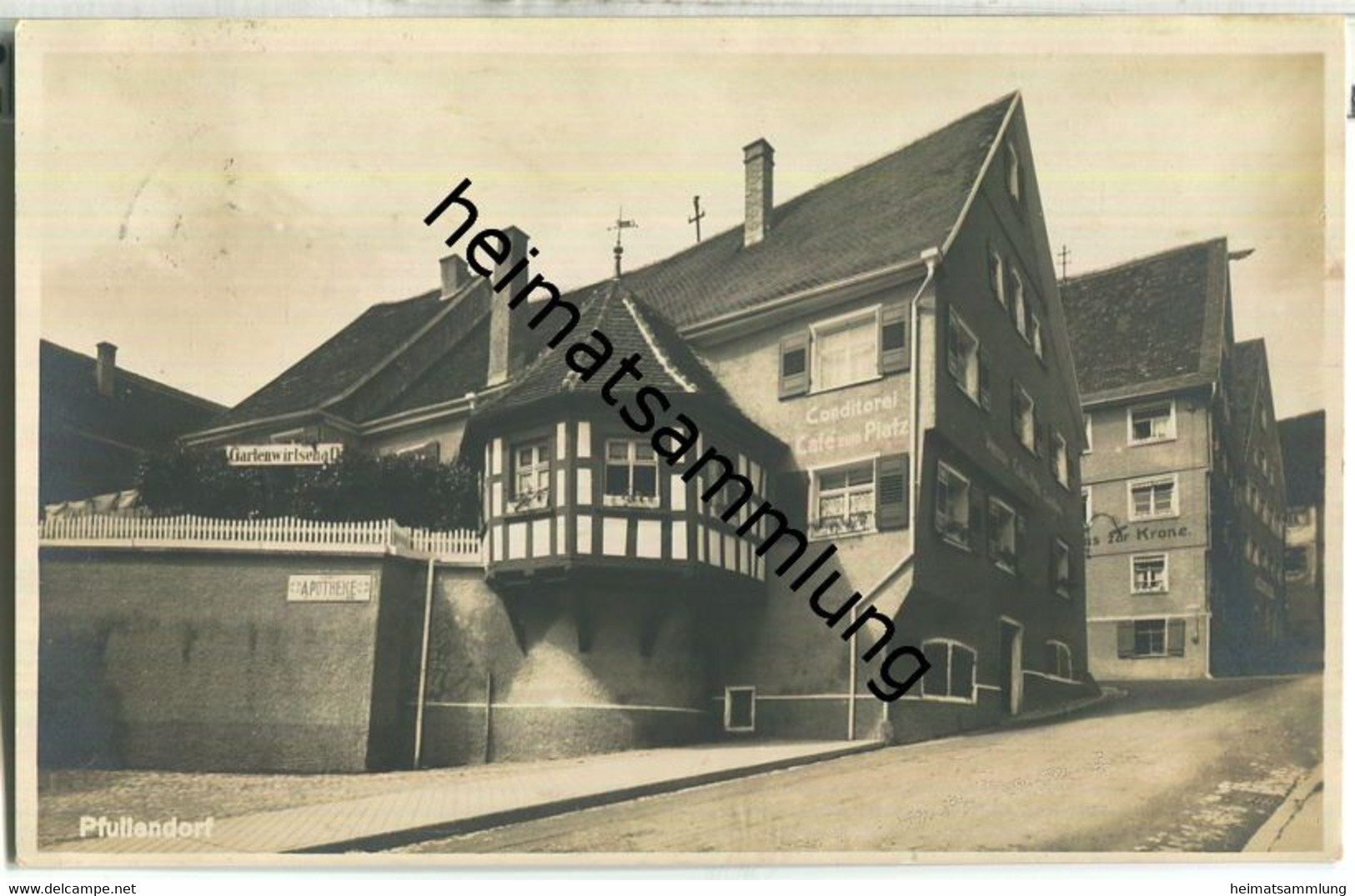 Pfullendorf - Conditorei Cafe am Platz - Gasthaus zur Krone - Foto-AK 30er Jahre