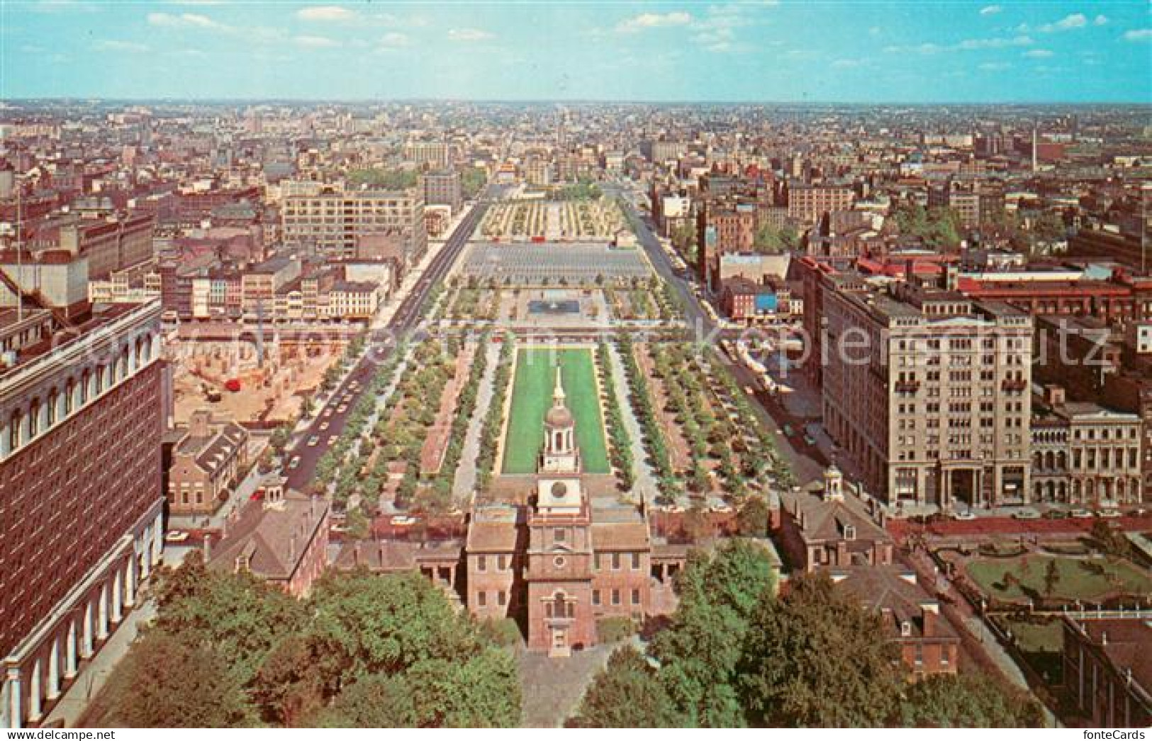Philadelphia Pennsylvania Independence Mall with Independence Hall in the foregr